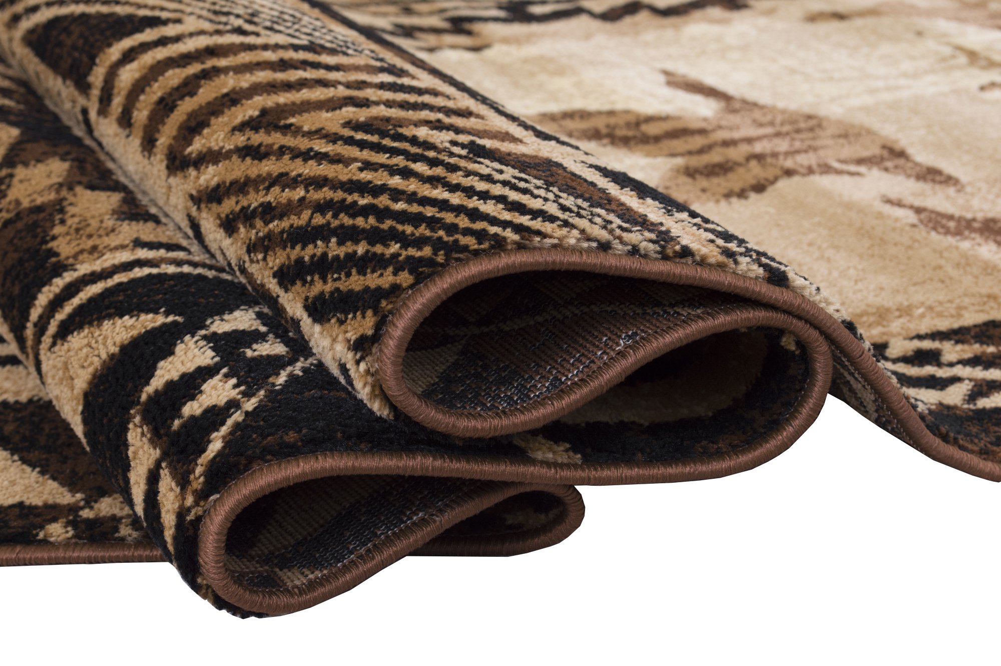 Lodge Cabin Nature and Animals Area Rugs 2x7 Runner Nature Pattern Cabin Area RugAbstract, Chocolate Brown/Beige-Rabbit/Deer/Moose/Birds