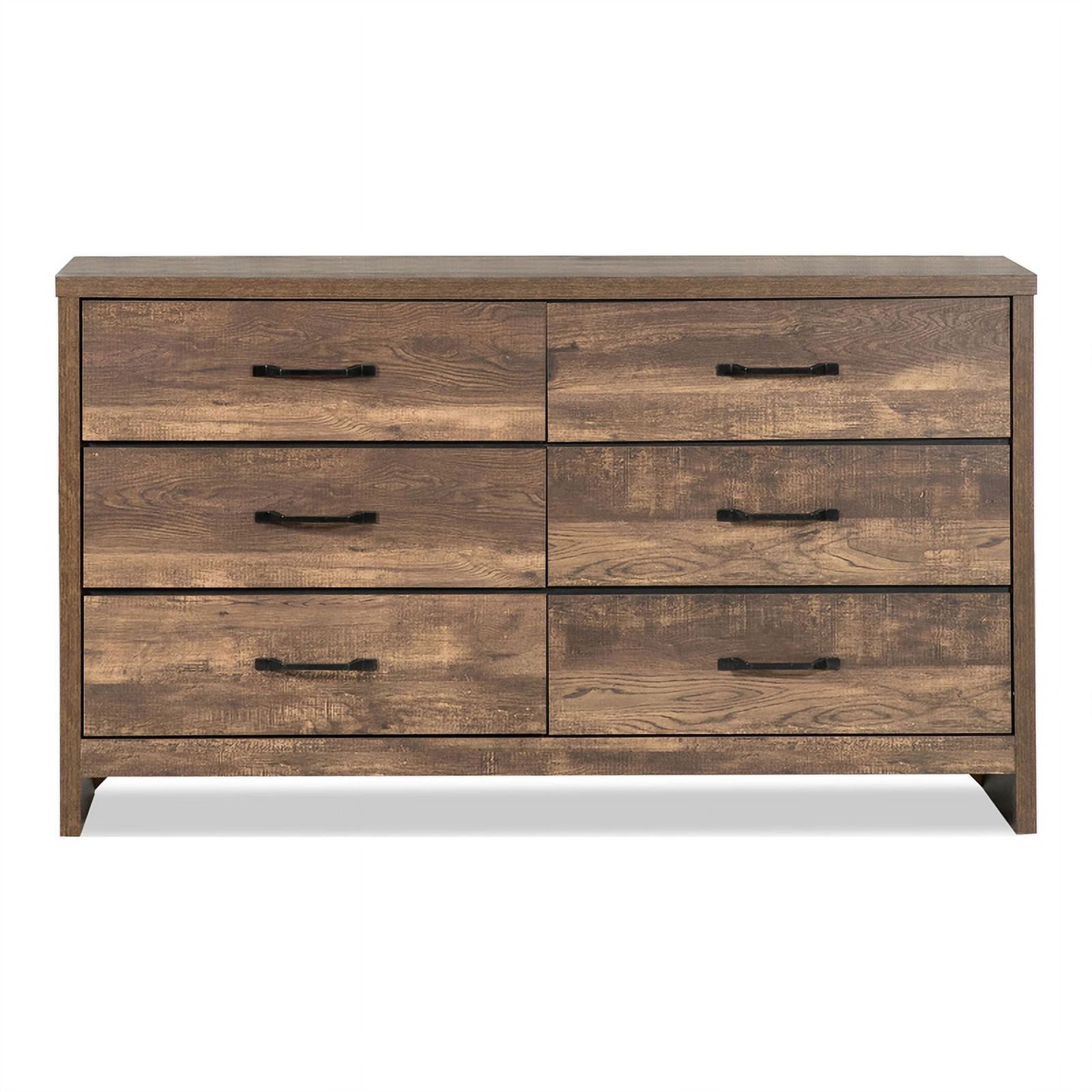 Furniture of America Wali Rustic Wood 6-Drawer Dresser in Walnut