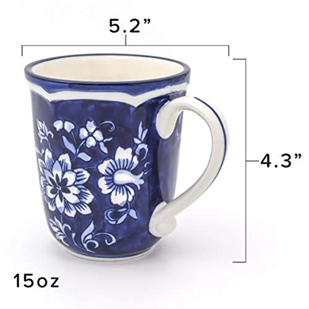 Euro Ceramica BGN-1001-DS Blue Garden Dinnerware Set, 16Piece, White