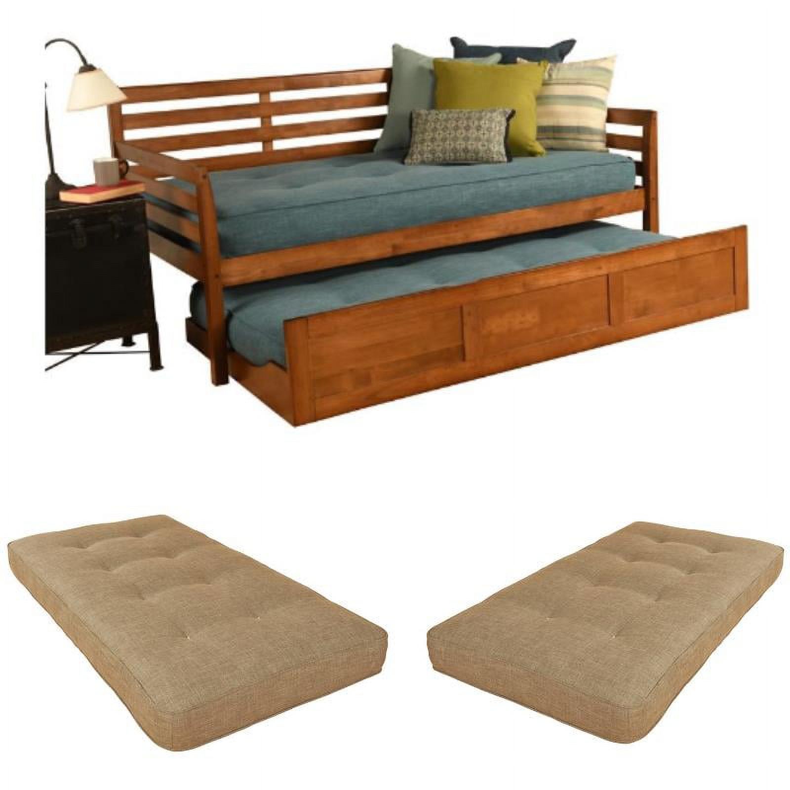 Home Square 3-Piece Set with 2 Daybed Mattresses and Daybed in Brown