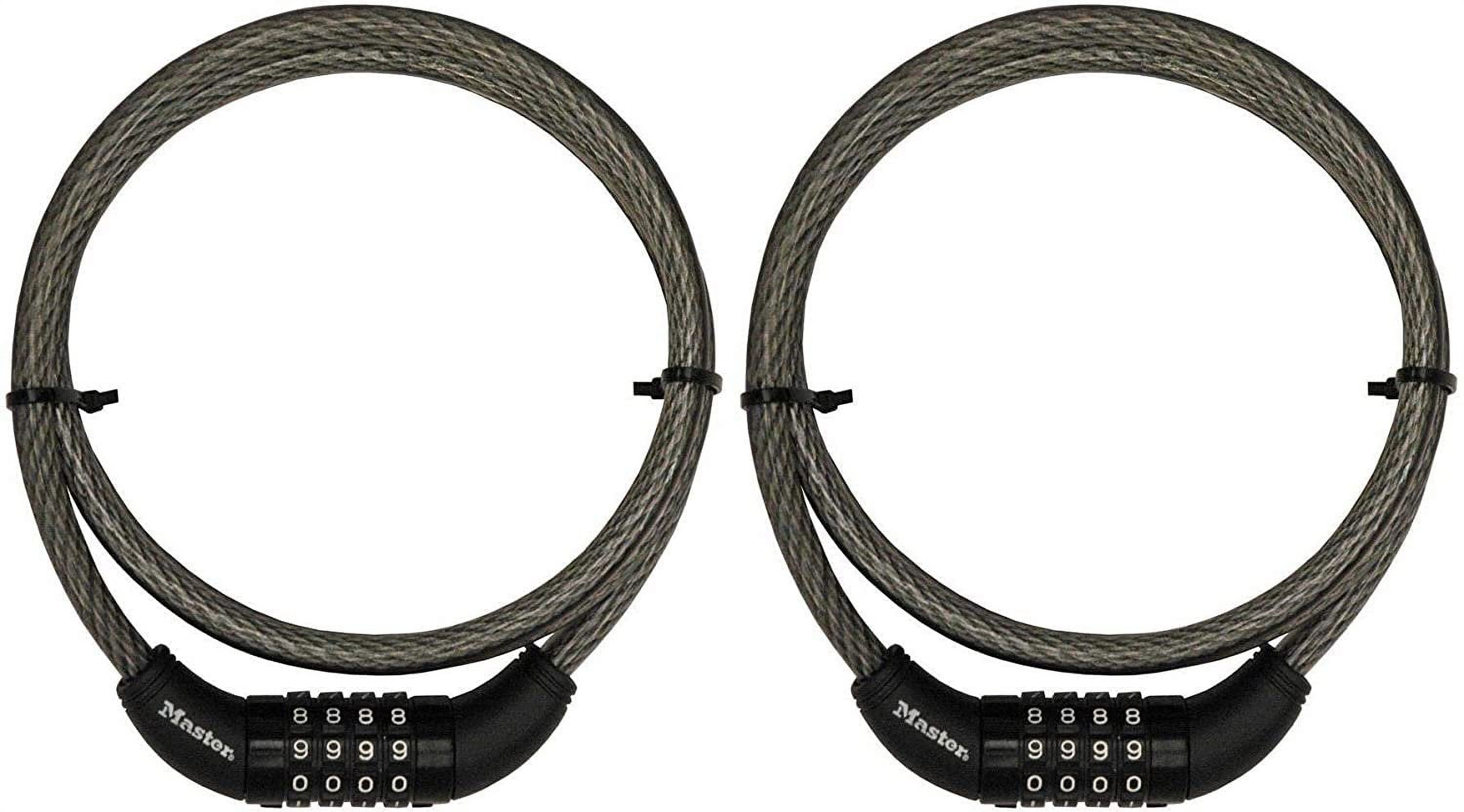 LOCK Master Bike Cable with Combination Barrel, 5 Feet Long Pack of 2 with Protective Vinyl Coating That Protects Against Scratches