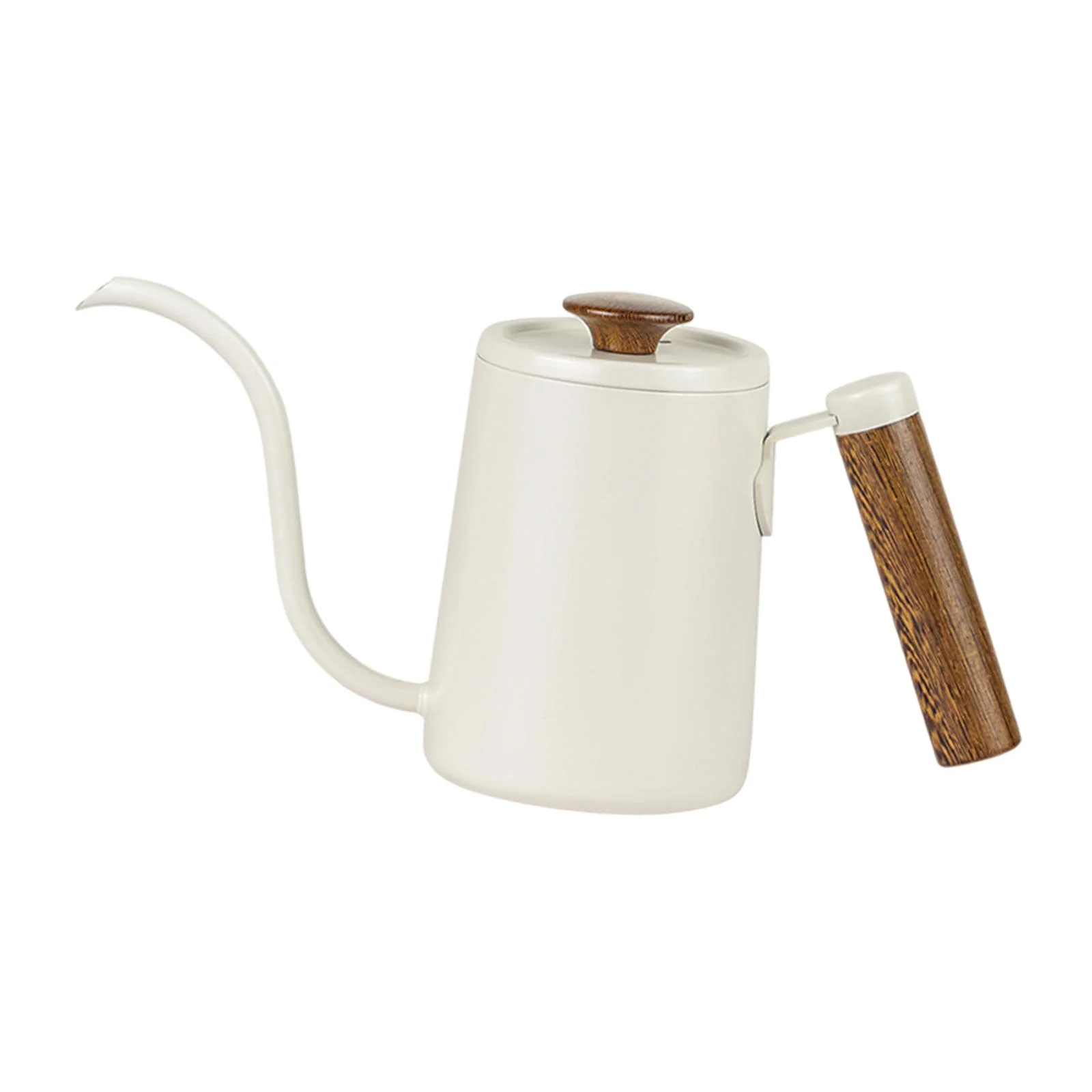 Drip Coffee Kettle, Long Gooseneck Coffee Tea Pot, Large 600ml, Ergonomic Wooden Handle, Precision Drip Pour over Kettle, Gooseneck Kettle Beige