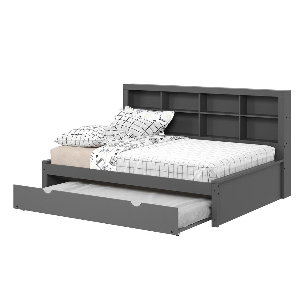 Donco Kids FULL BOOKCASE DAYBED WITH TRUNDLE DARK GREY