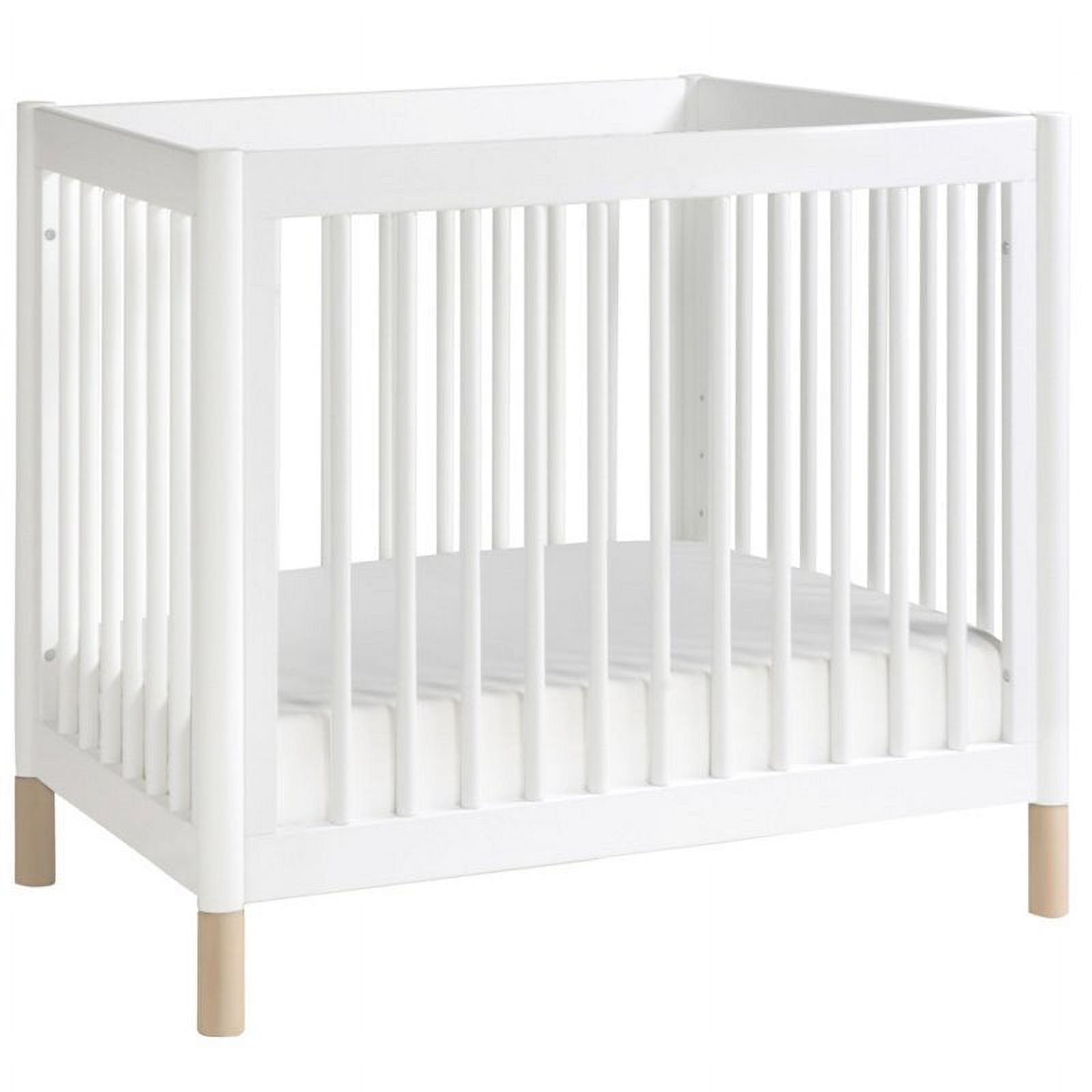 Babyletto Gelato 4 in 1 Convertible Mini Crib in White with Washed Natural Feet