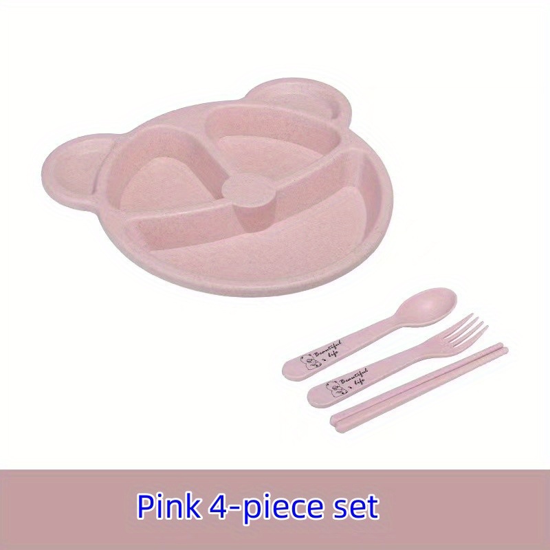 Make Mealtime Fun and Safe with Our Children's Dinner Plate Set - Wheat Grass Baby Dinner Plate, Lightweight and Divided for Kindergarten Baby Food Supplement. Dishwasher Safe, Non-Toxic and BPA Free