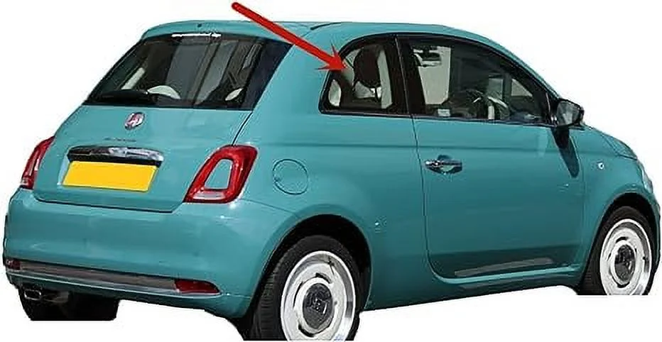 Black Molding Passenger Right Side Quarter Glass Quarter Window Compatible with Fiat 500 / 500C / 500e 2012-2019 Models