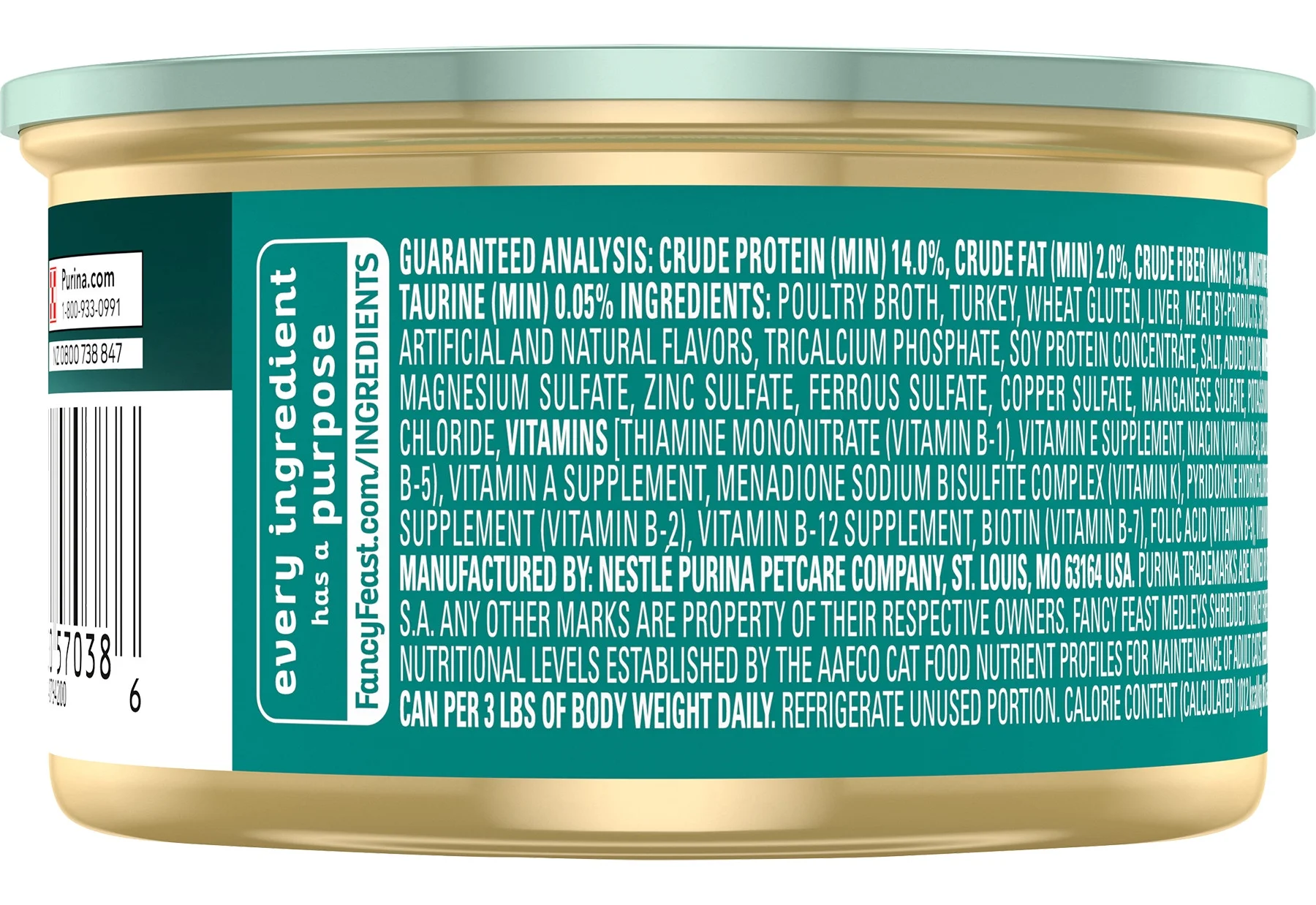 Purina Fancy Feast Medleys Shredded Turkey Fare With Garden Greens, 3 oz. (Pack of 12)