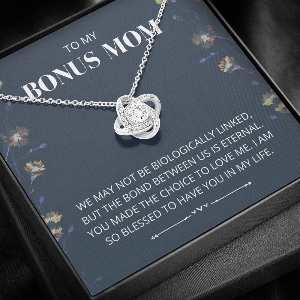 Bonus Mom - Eternal Bond - Love Knot Necklace - Mother's Day, Mother in Law Gift