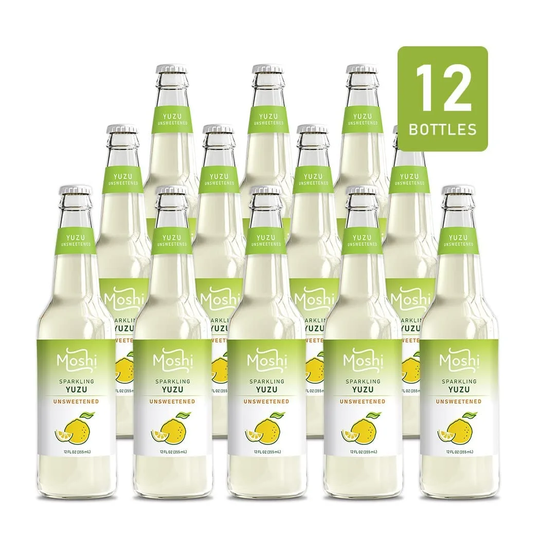 Moshi Yuzu Unsweetened Sparkling Drink - 12 oz (12 Glass Bottles)