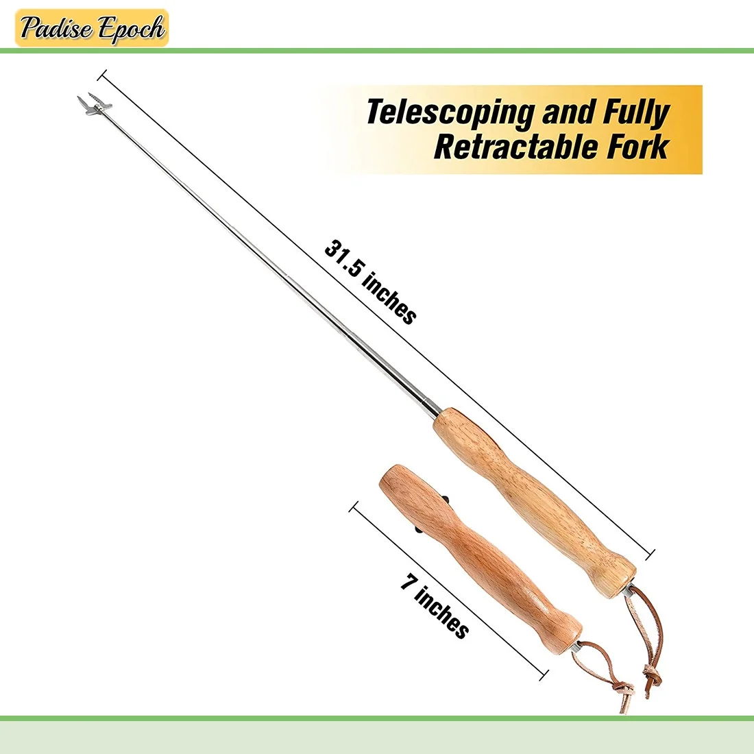 Premium Marshmallow Roasting Sticks, Retracting Smores Sticks for Fire Pit, Campfire Roasting Sticks, Campfire Accessories, Hot Dog Skewers, Camping Gifts, Glamping Gear, Wood & Stainless Steel (Oak)
