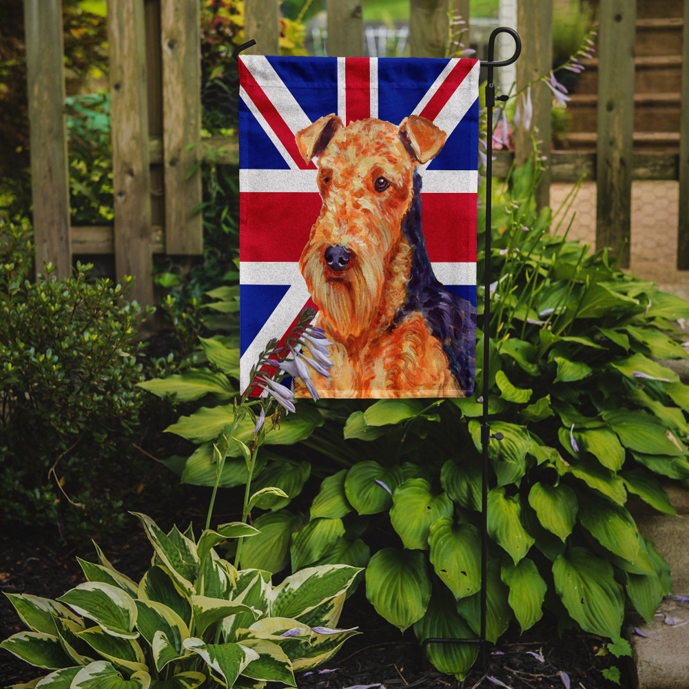 Carolines Treasures LH9488GF Airedale with English Union Jack British Flag Flag Garden Size, Garden Size, multicolor