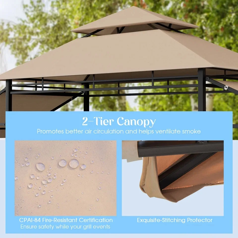 Grill Gazebo - 13.5x4Ft Gazebo Canopy With Extra Extensions on 2 Sides