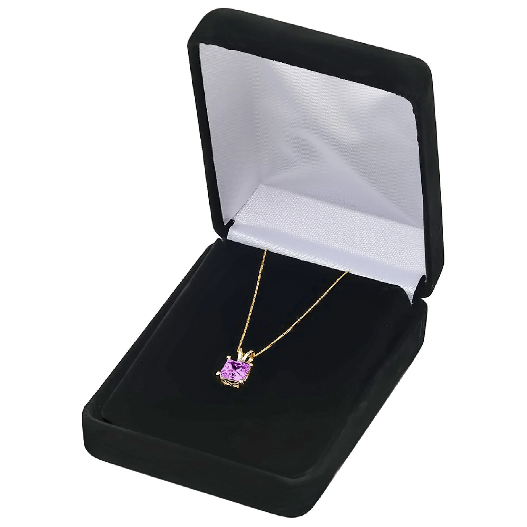 2.0 ct Brilliant Princess Cut Solitaire Simulated Alexandrite 18K Yellow Gold Pendant with 18