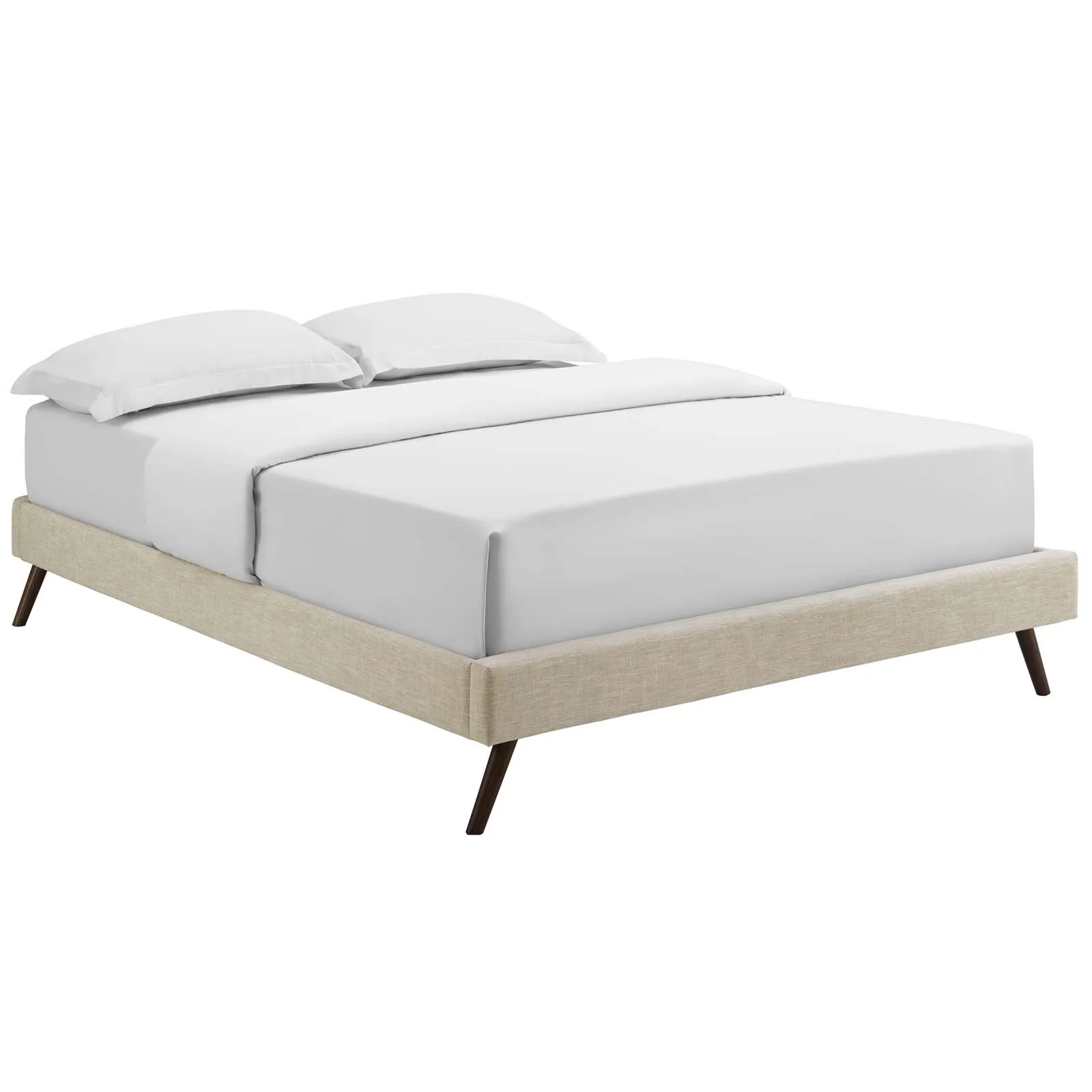 Modern Contemporary Urban Design Bedroom Queen Size Platform Bed Frame, Fabric, Beige