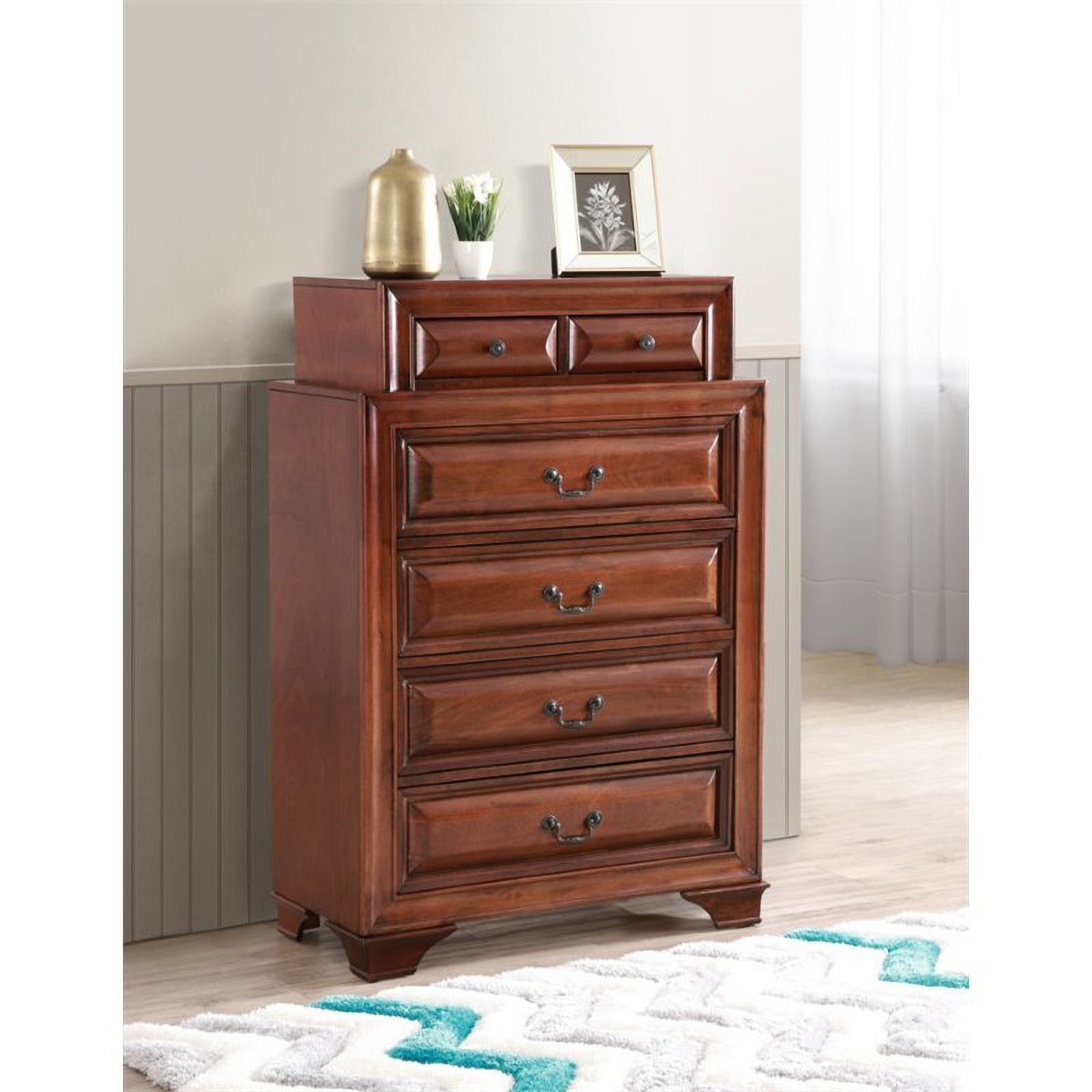 Bowery Hill Engineered Wood Transitional 7 Drawer Chest in Oak