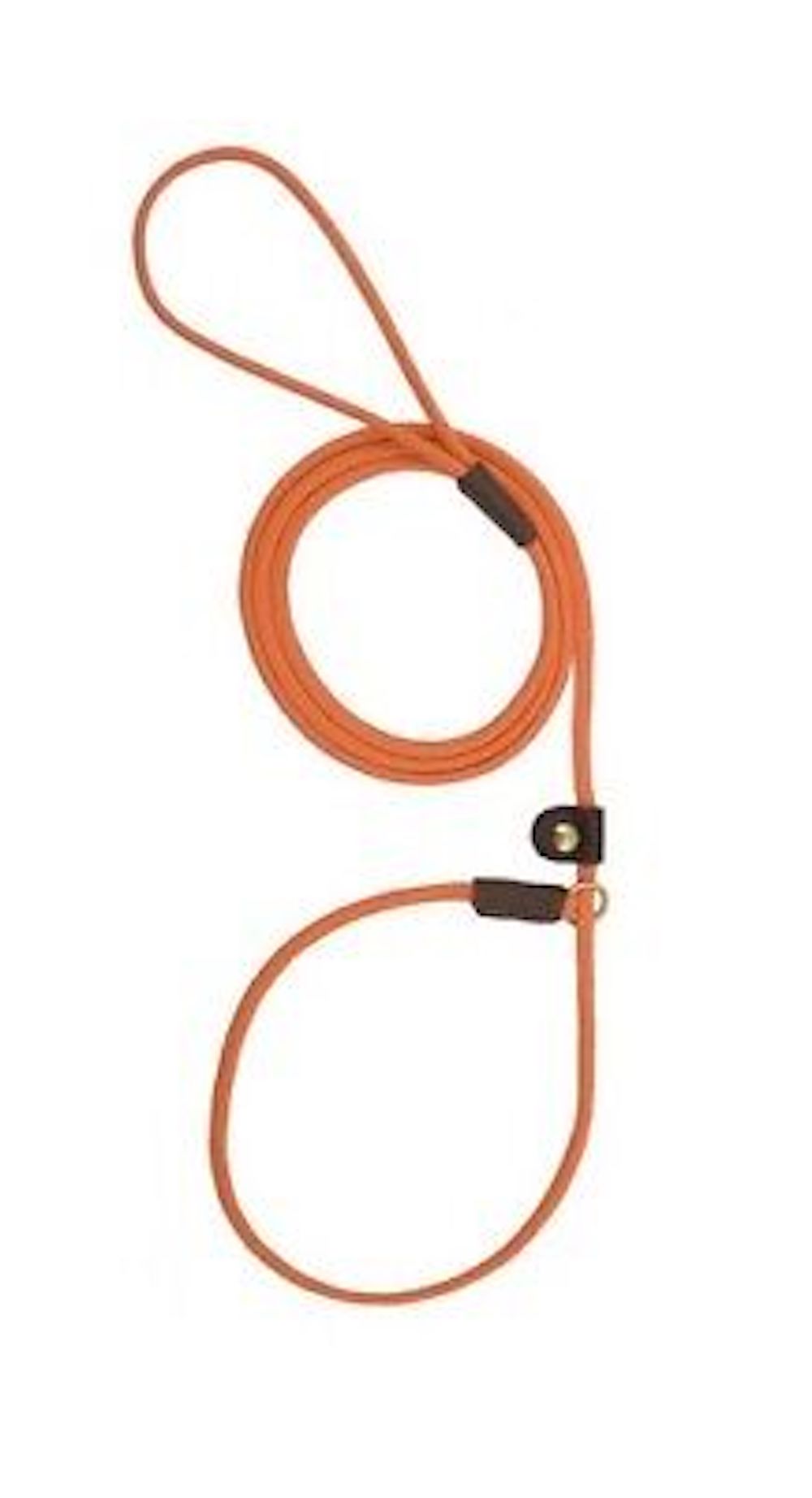 Orange Color Dog Trainer Handling Leather Slide Rope Leash Slip Style Leads