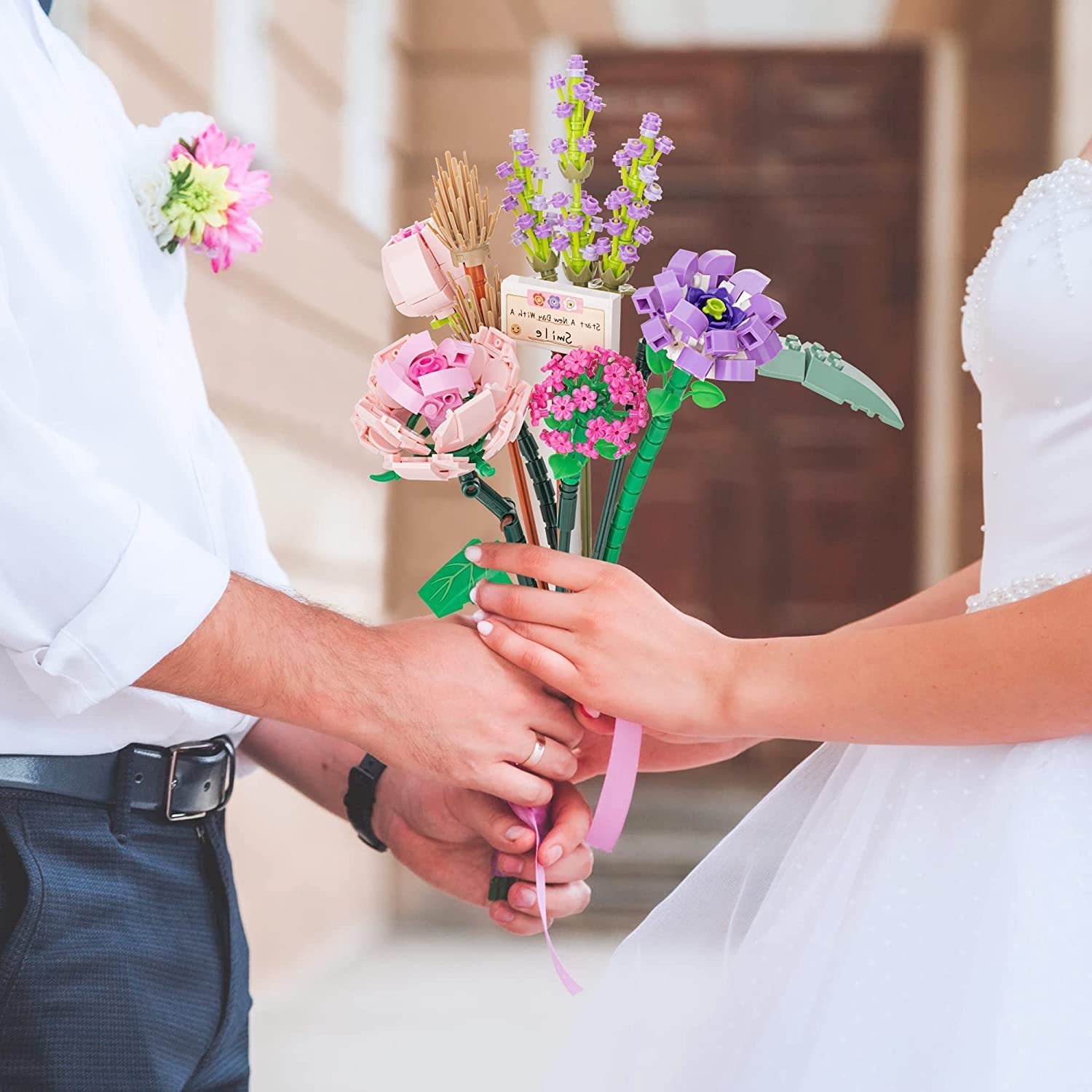 Cumbed Cumbed Flowers Building Blocks,547 PCS Flower Bouquet Building Kit,Mini Rose Artificial Flowers Building Blocks