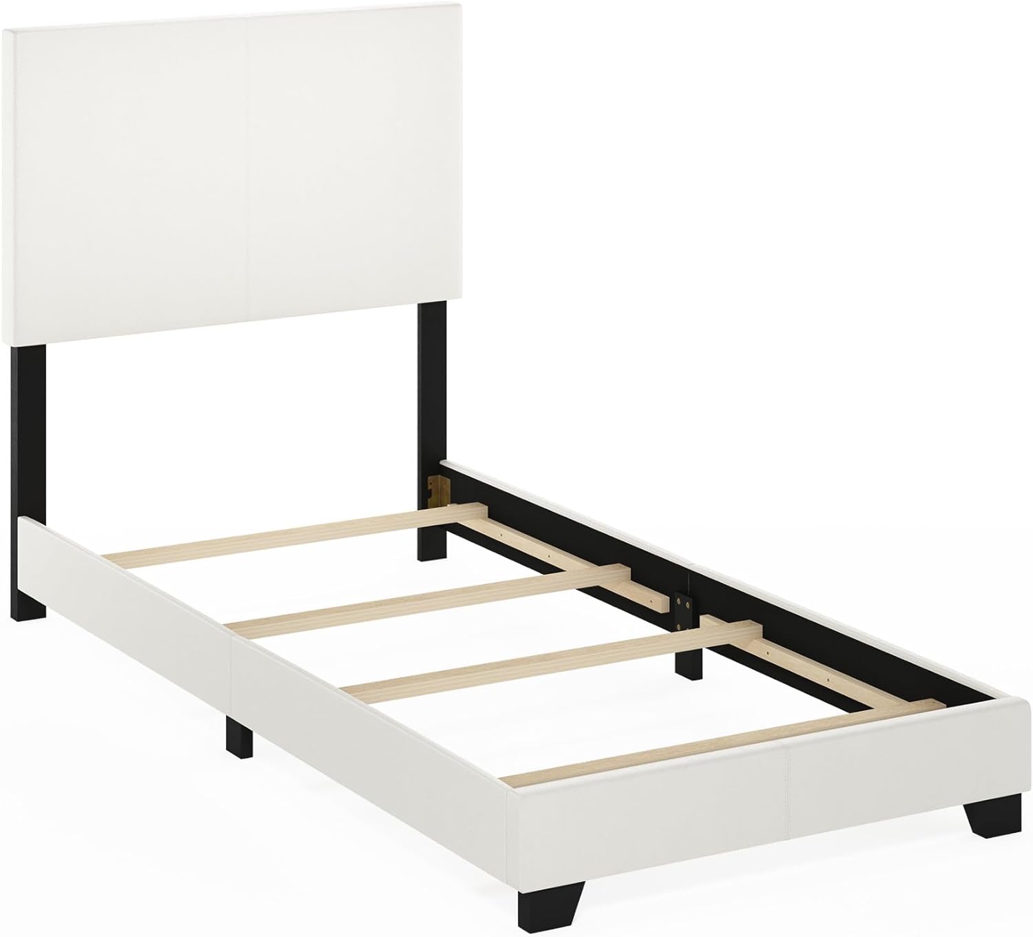 Pessac Upholstered Bed Frame, White PU Leather, XL