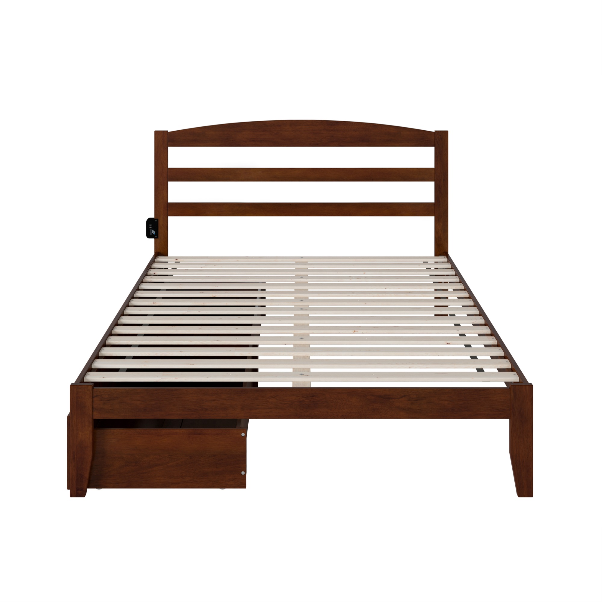 AFI Warren Solid Wood Traditional Queen Bed w/ 2 Drawers in Walnut