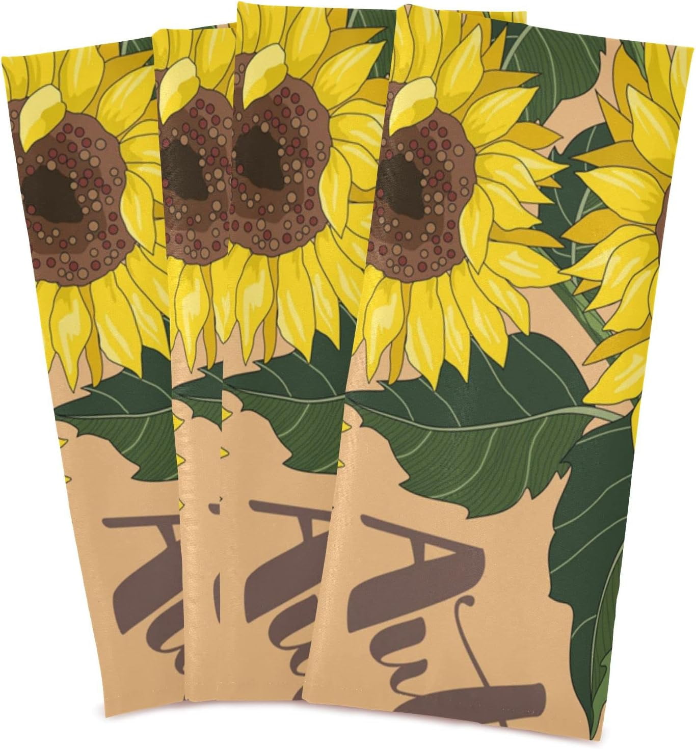 Dreamtimes Autumn Sunflowers Kitchen Towels Set of 4 Dishcloths Hand Towels Tea Towels Ultra Absorbent for Cleaning Washing Drying Dishes Tableware 28'' x 18''