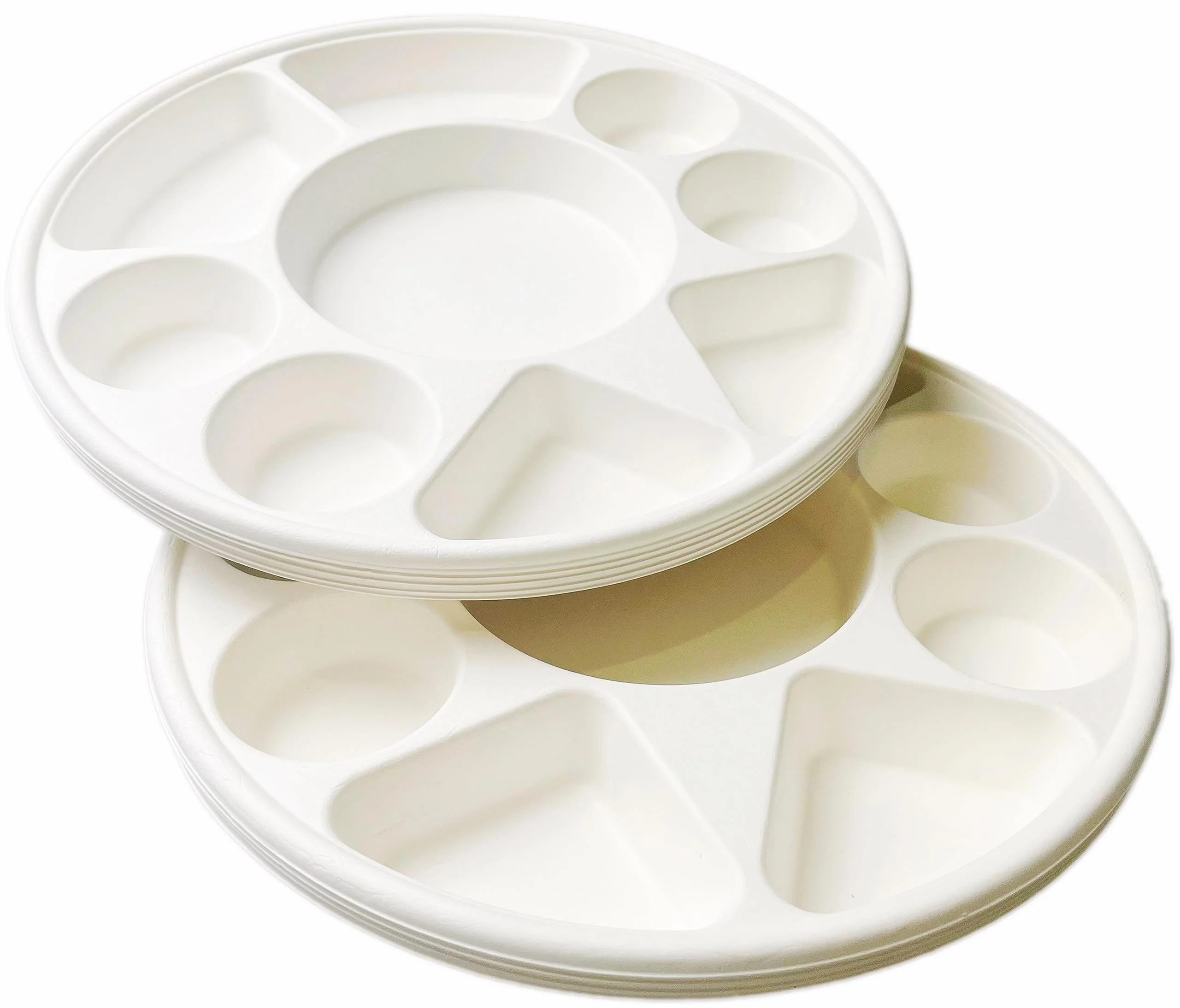 Rani Round Biodegradable Divided Plates, Pack of 50, 9 Compartments ~ Disposable & Eco-Friendly | 12.44