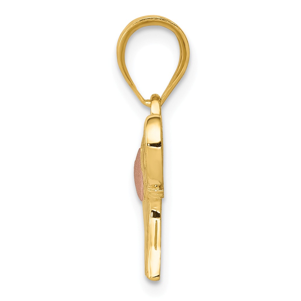 Real 14kt Yellow and Rose Gold Elephant With Heart Charm Pendant; for Adults and Teens; for Women and Men