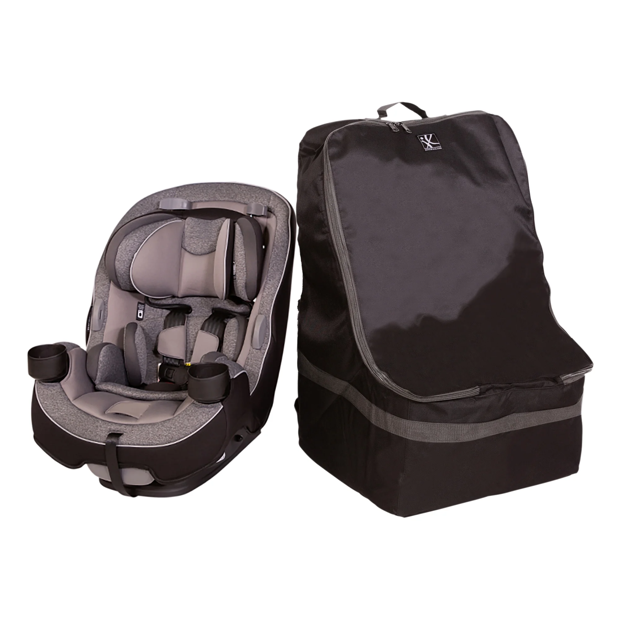 J.L. Childress Ultimate Padded Backpack Car Seat Travel Bag and Carrier, Black/Grey