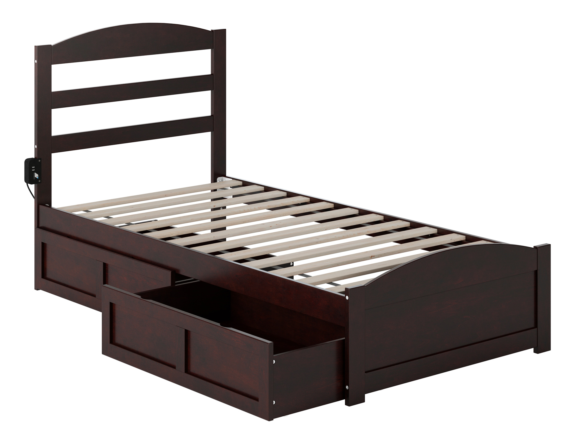 AFI Warren Twin Wood Platform Bed with Headboard Footboard & 2 Storage Drawers, Espresso