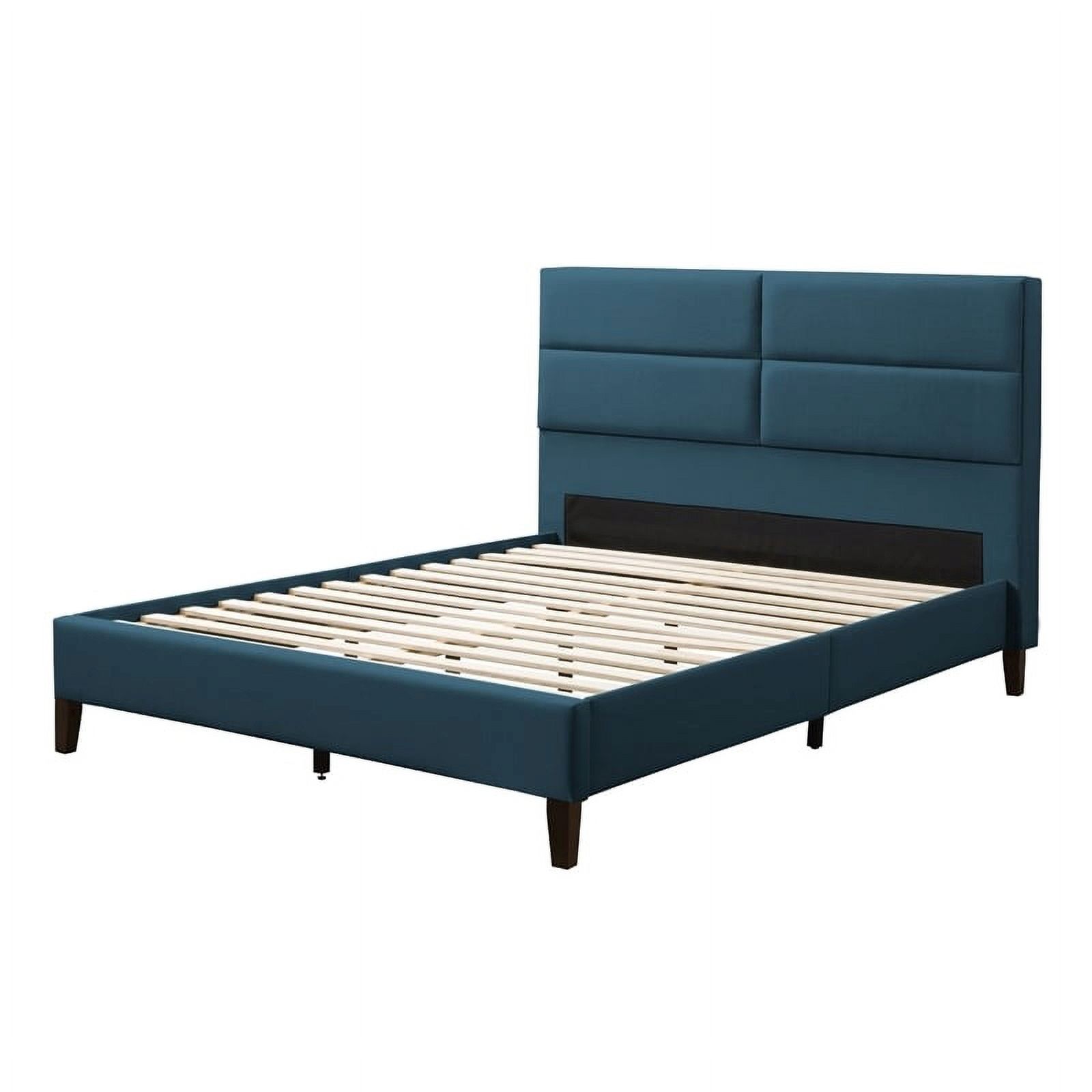 Atlin Designs Upholstered Modern Fabric Double/Ful Panel Bed in Ocean Blue