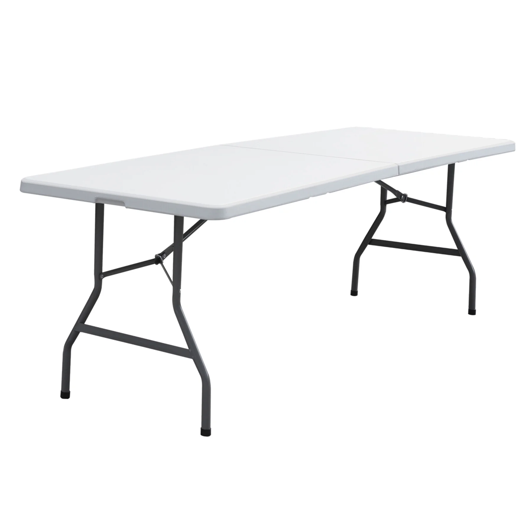 SuperDeal 8ft x 2.5ft Rectangle Folding Table Portable Picnic W/Handle White