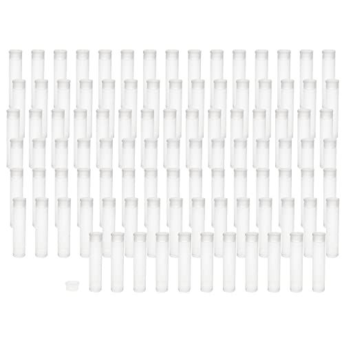 The Beadsmith Clear Plastic Tubes - 2-Inch-Long Round Tubes, 3/8 Inches in Diameter - Flat Caps - Use for Beads, Bath Salts, Wedding & Party Favors, Home or Office Storage - Bag of 100