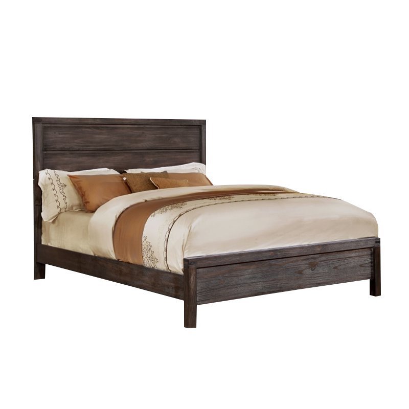 Furniture of America Krentin Wood Full Panel Bed in Wire-Brushed Brown