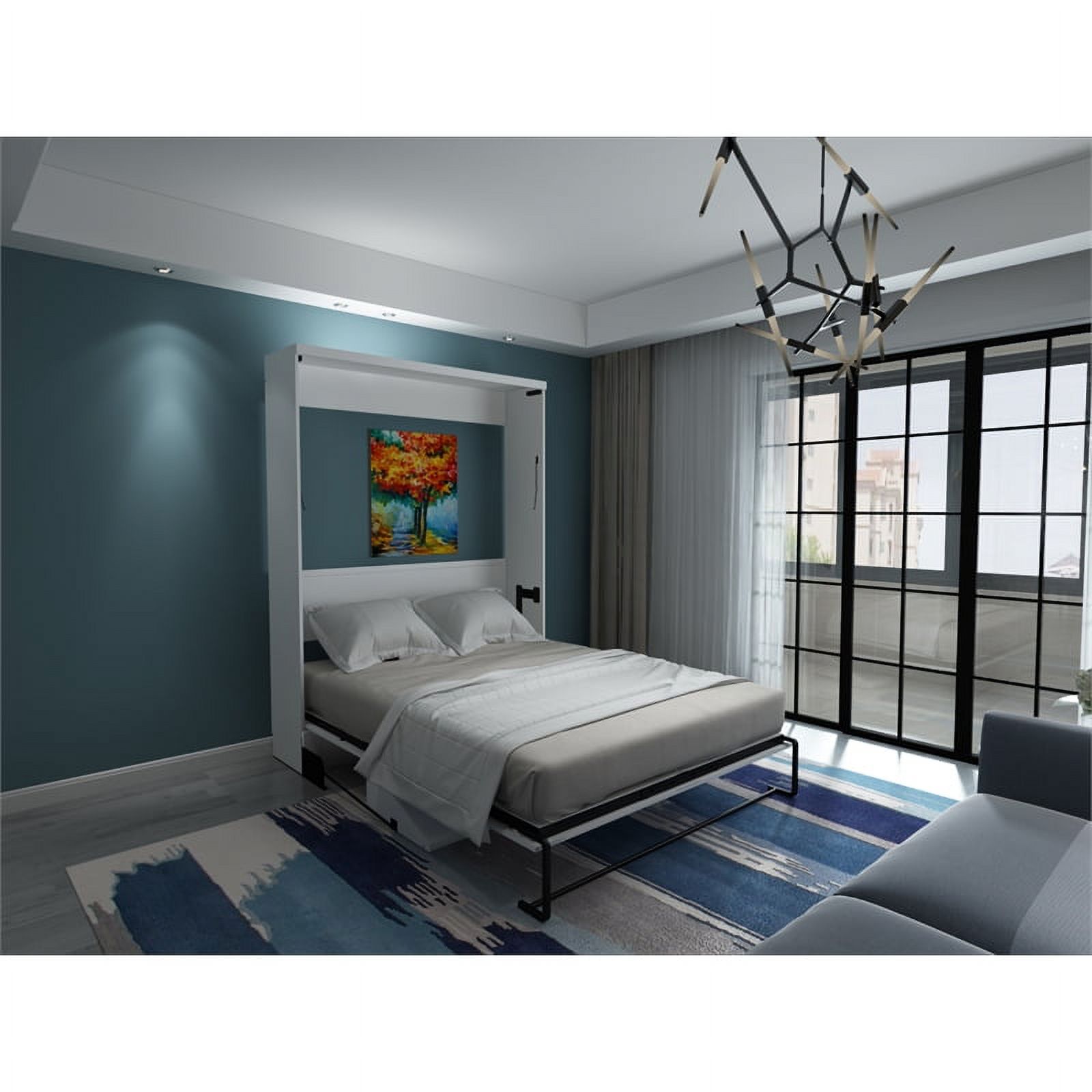 RoomAndLoft Brentwood Queen Solid Wood Murphy Wall Desk Bed in White