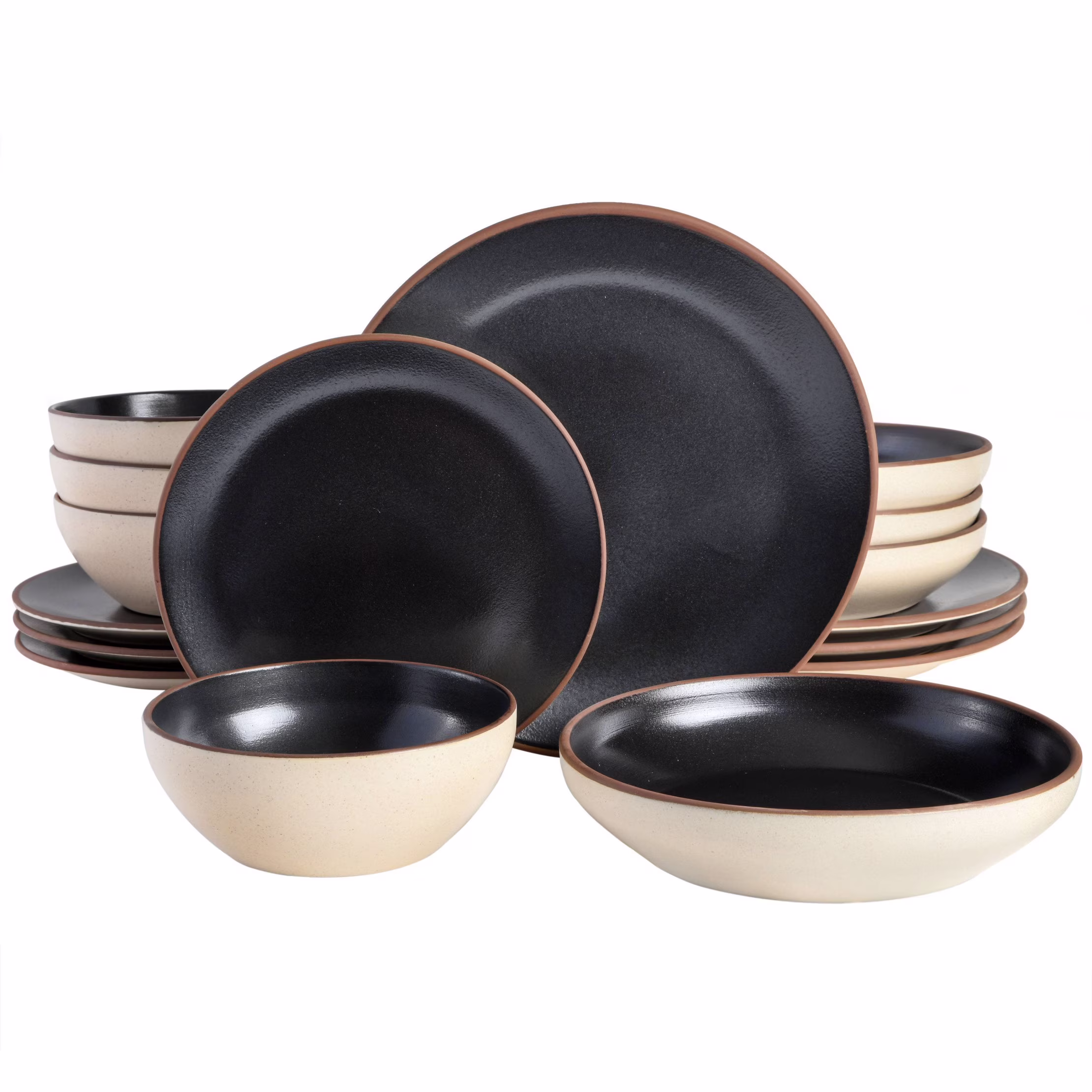 16pc Terracotta Contempo Classic Dinnerware Set Black