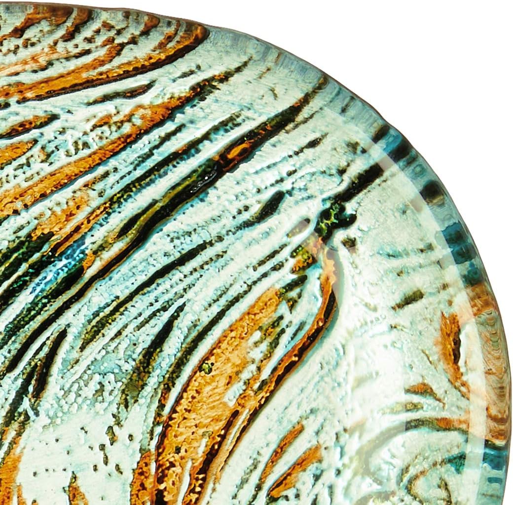 Ballad Triangle Plate Turquoise Brown, 12-Inch (Set Of 2)