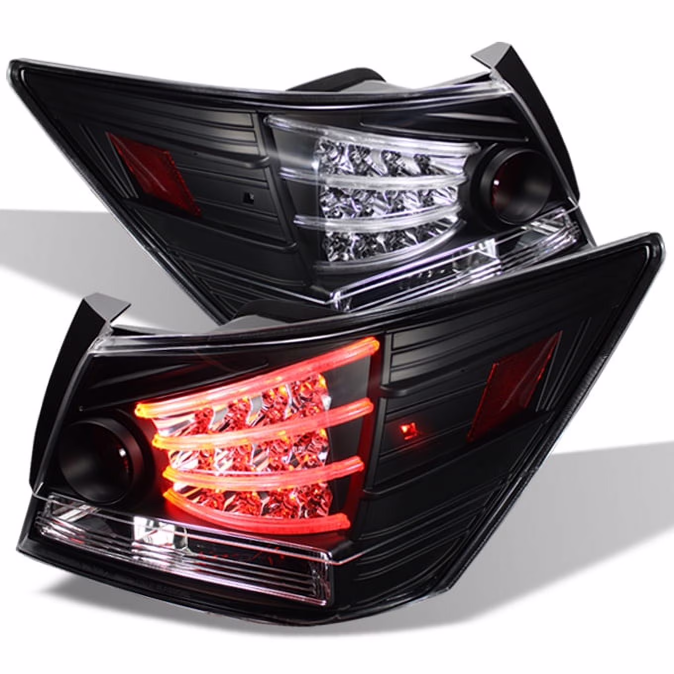 AKKON - For 08-12 Honda Accord 4 Doors Sedan Model Black Bezel LED Angel Wing Design LED Tail Lights Brake Lamps