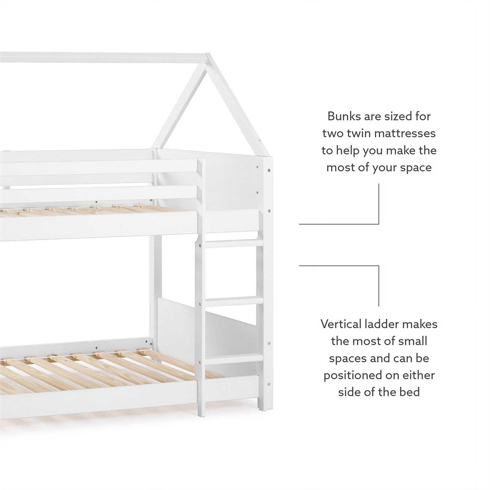 Linon Merritt Wood Twin Bunkbed in White