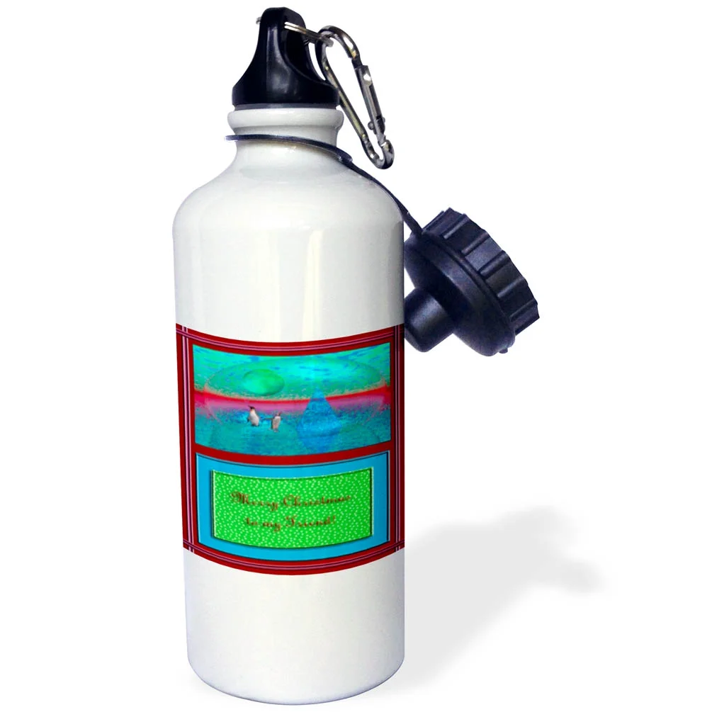 Penguinland 3d Merry Christmas to my Friend 21 oz Sports Water Bottle wb-22440-1