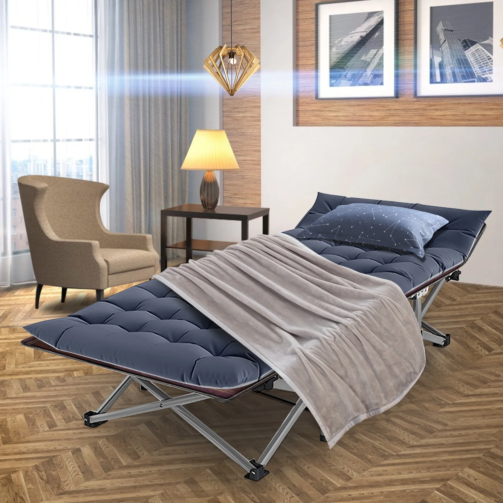 Lilypelle Adult Folding Camping Cot, Heavy Duty Sleeping Cot Bed with 4D Pillow, 2 Sided Pearl Cotton Mattress,Burgundy