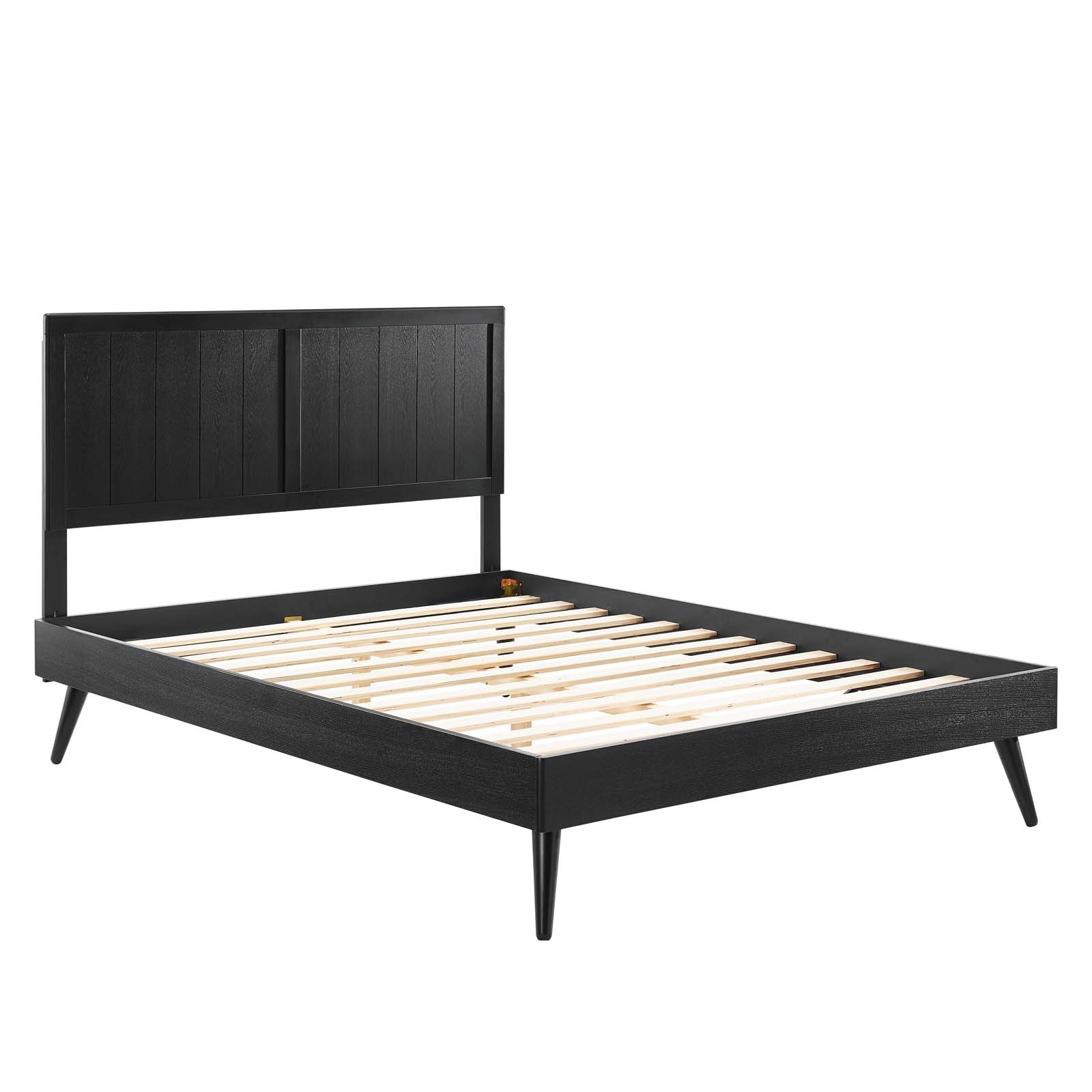 Modway Alana Queen Wood Platform Bed With Splayed Legs in Black