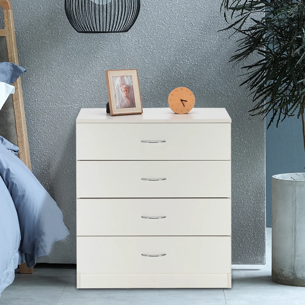 [FCH] Modern Home Furnishings Collection: White MDF Wood 4-Drawer Dresser with Sleek and Simple Design