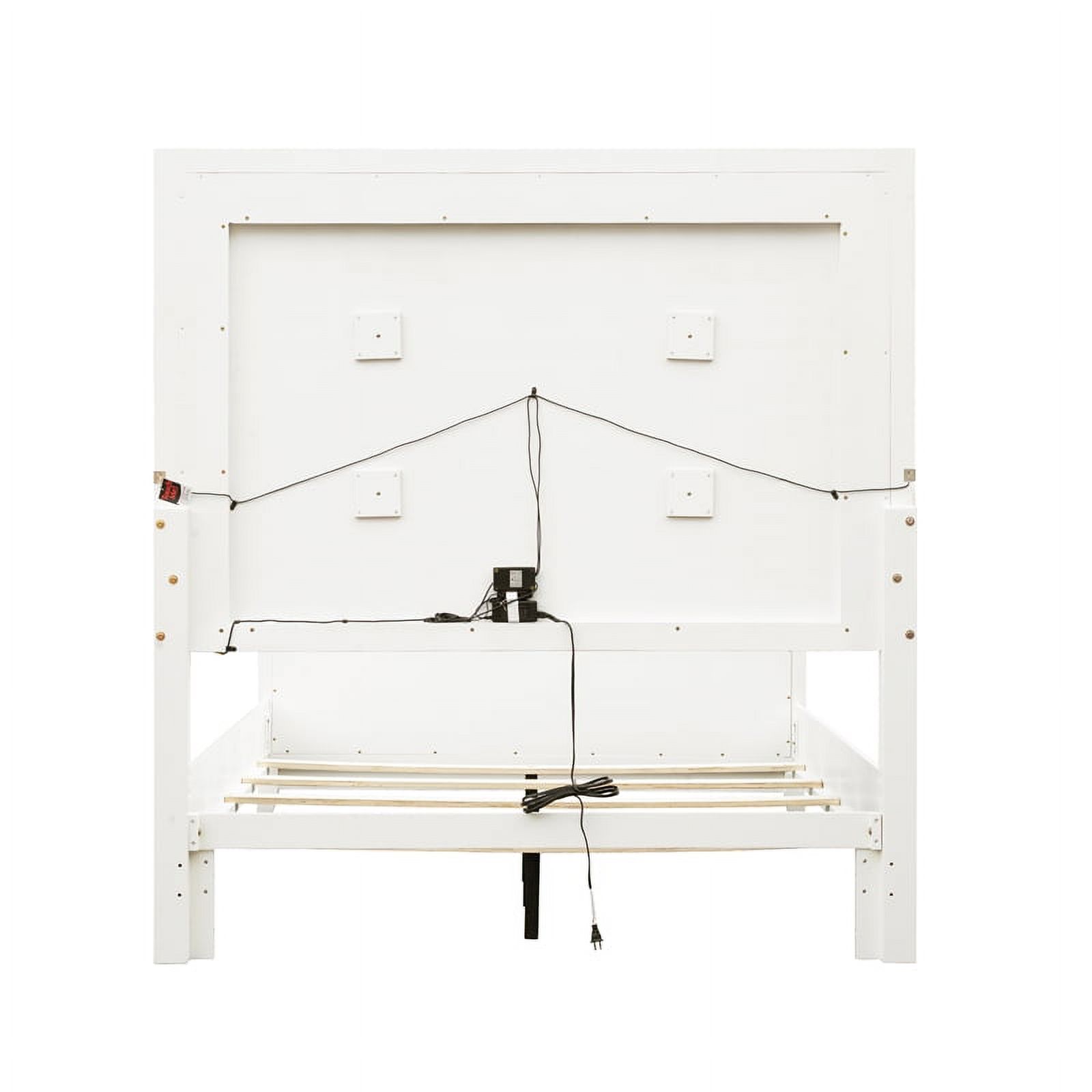 Melrose Queen Wood Panel Bed with LED Lights in White Finish by Samuel Lawrence