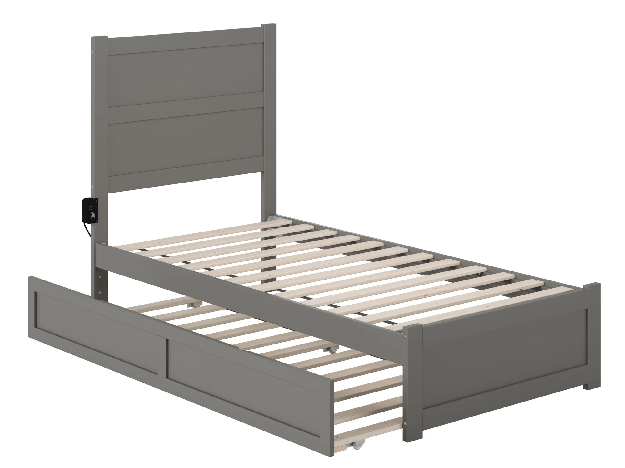 AFI NoHo Twin Wood Platform Bed with Headboard Footboard & Twin Trundle, Grey