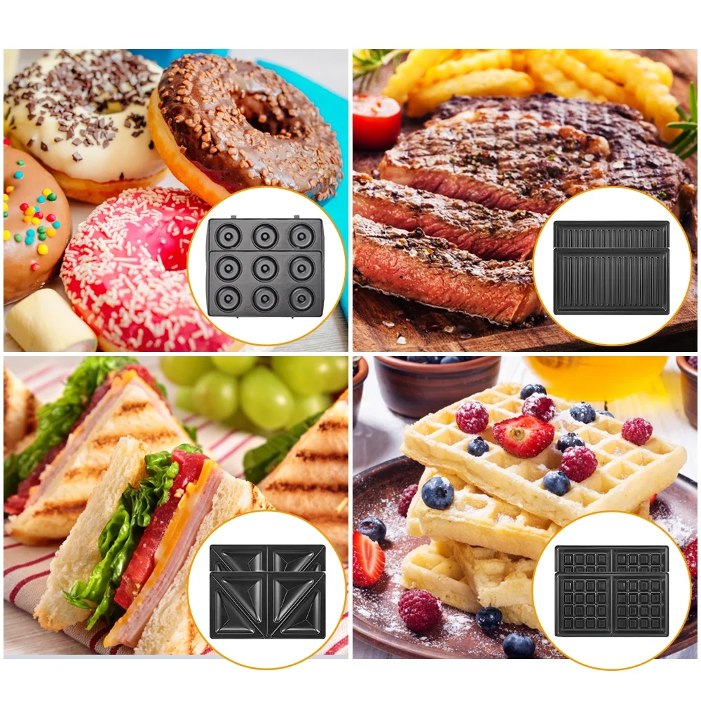 Moobody Breakfast Maker Household Stainless Steel Sandwich Multifunctional Waffle Heating Electric Baking Pan Steak Panini Bread Maker