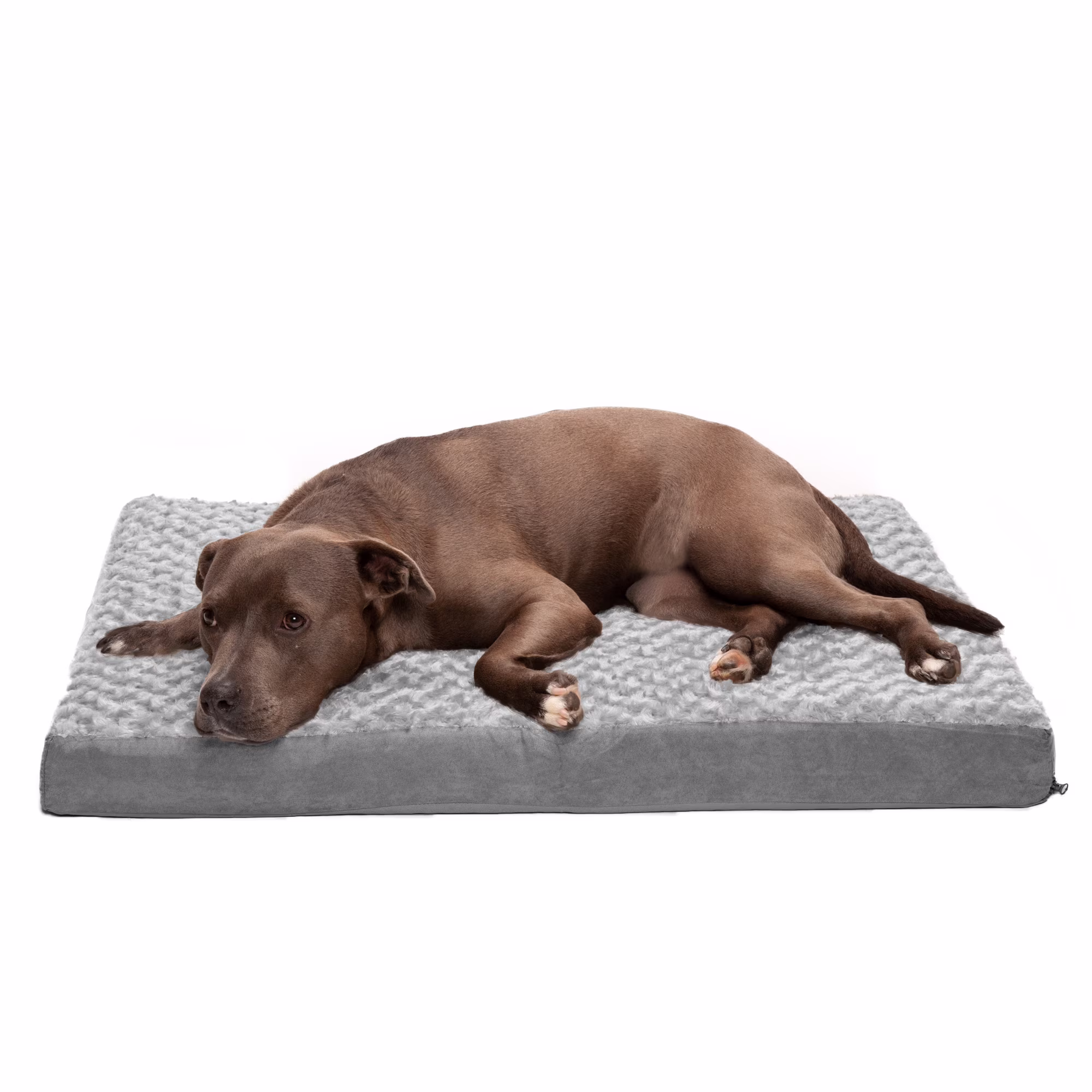 FurHaven Pet Products Ultra Plush Deluxe Full Support Orthopedic Deluxe Mattress Pet Bed for Dogs & Cats - Gray, Large