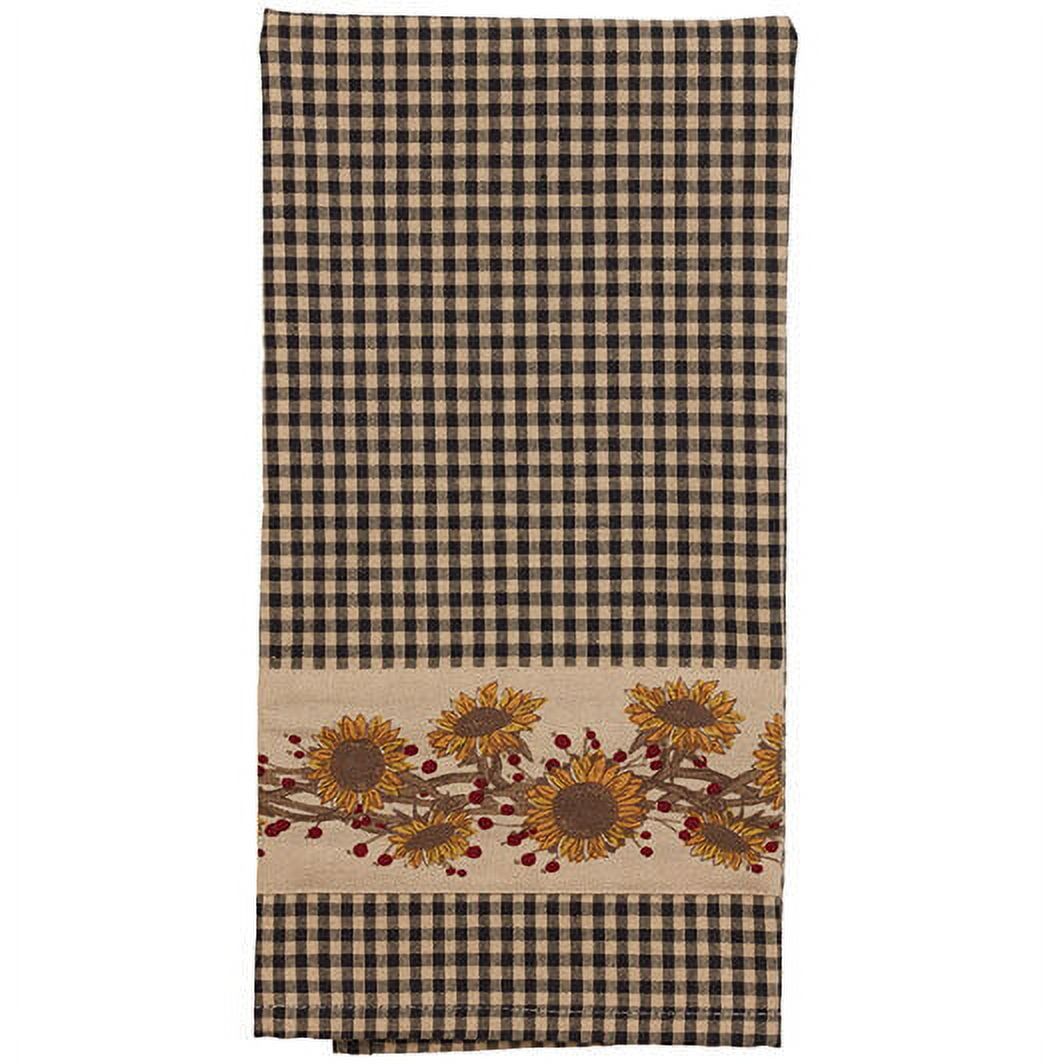 SUNFLOWER 'N' BERRIES Black Check Kitchen Towels, Set of 2, The Country House