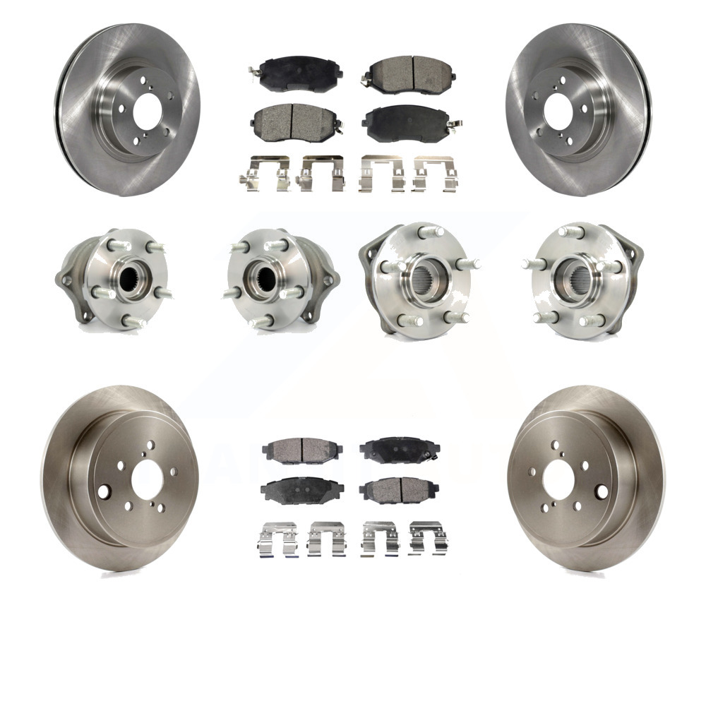 Transit Auto - Front Rear Hub Bearings Assembly Disc Brake Rotors And Semi-Metallic Pads Kit (10Pc) For 2011 Subaru Impreza Outback Sport 2.5i Premium KBB-108960