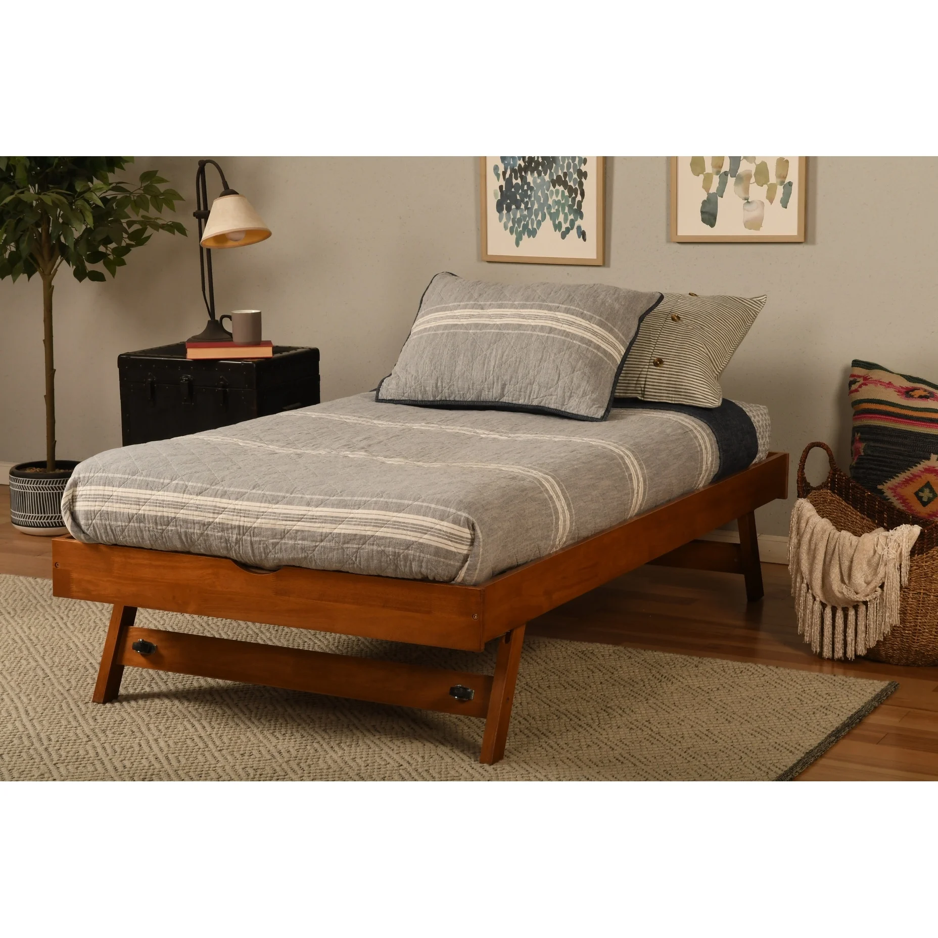 Somette Boho Pop Up Bed Rustic Walnut