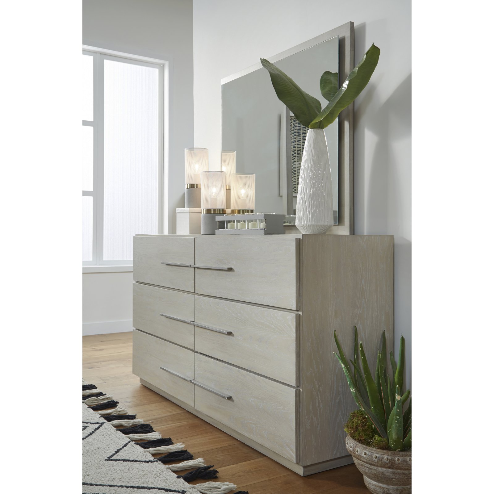 Modus Destination 6 Drawer Dresser in Cotton Gray