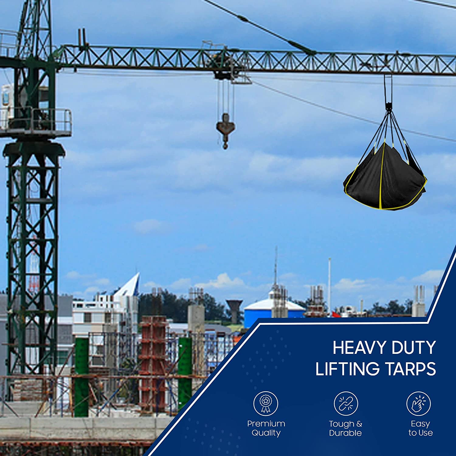 Tarps Now Debris Lifting Tarp, PVC Coated Tarps Cover with D-Rings (10' x 10')